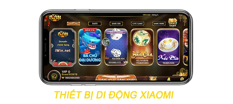 App iWin Club chạy trên điện thoại Xiaomy